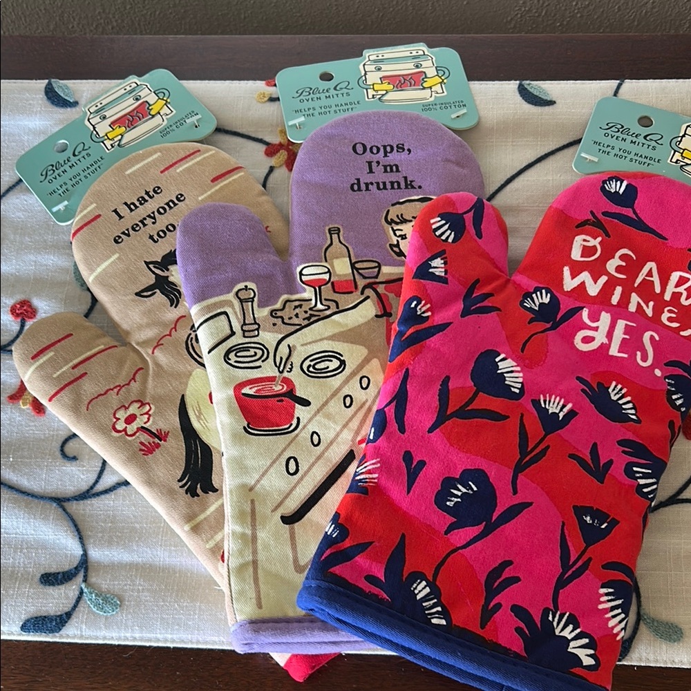 Blue Q  Oven Mitt Set - Fun and Colorful Designs